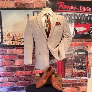 Bar III Light Beige Plaid Blazer